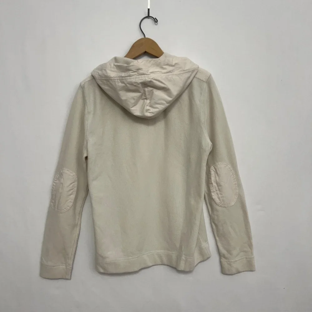 Banana Republic Hoodie Mens Small Beige Waffle Knit Henley Hooded Thermal Top